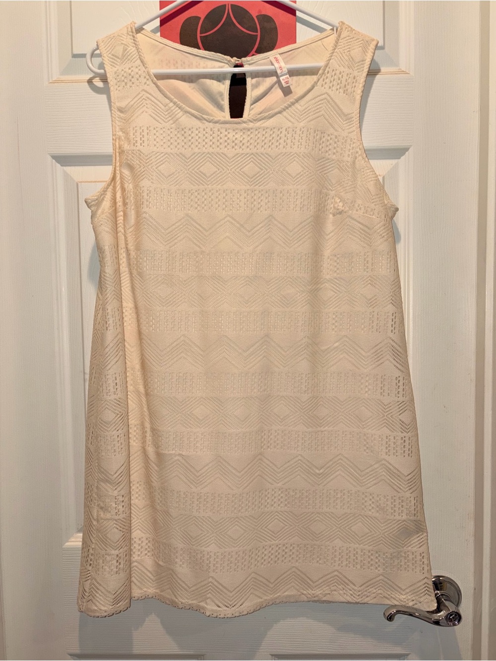 Xhilaration Cream Sleeveless Mini Dress with Lace-Pattern